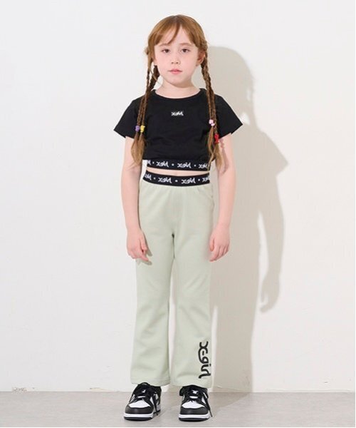 X-girl Stages tシャツ ロゴウエストショート丈半袖Tシャツ