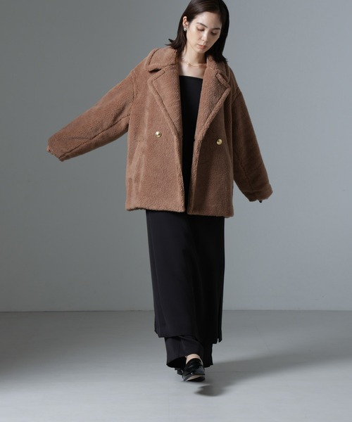 NANO universe（ナノ・ユニバース） ピーコート FREE ライトブラウン