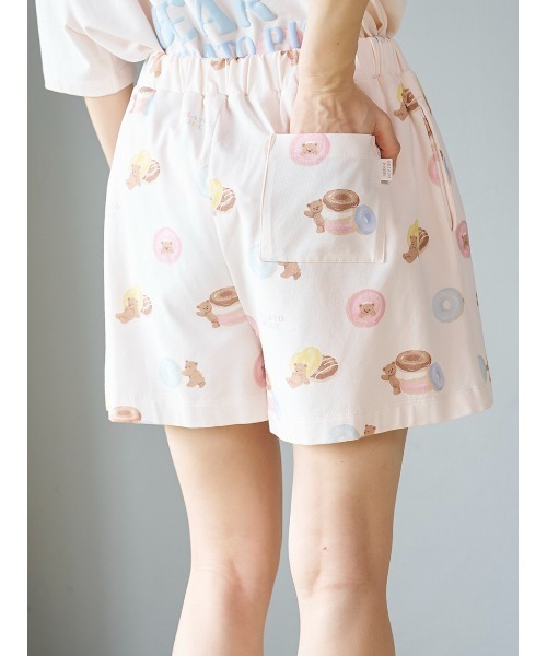 web限定アイテム gelato pique パジャマ ルームウェア ドーナツベア柄ショート ルームウェア・パジャマ