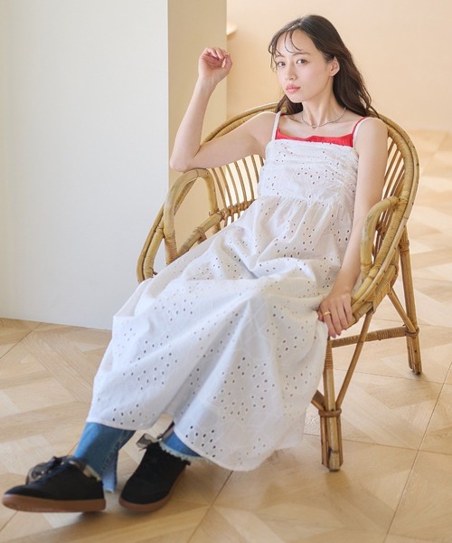 earth music&ecologyワンピース earth music&ecology ワンピース シフリー刺繍キャミワンピース