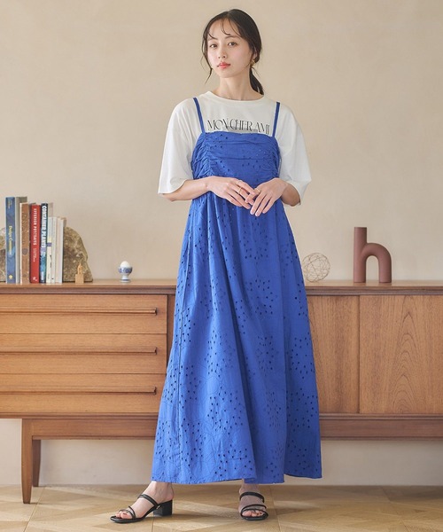 earth music&ecology ワンピース シフリー刺繍キャミワンピース
