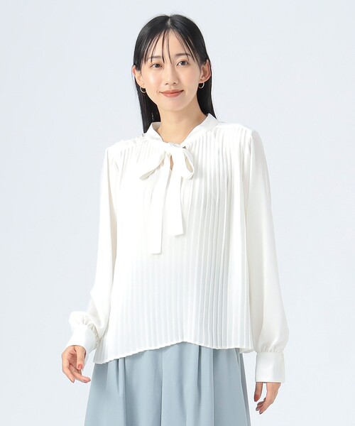ブラウス シャツ プリーツ 2WAY タイブラウス レディース