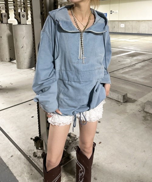 sedacle」 ジップアップパーカー LARGE ライトブルー メンズ