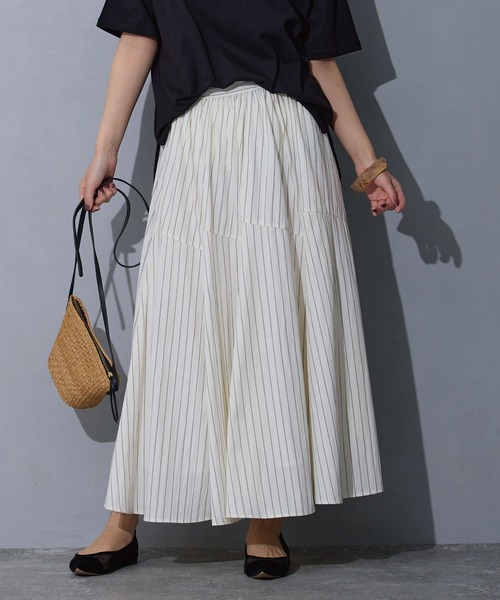 NICOLE white（ニコルホワイト） スカート ストライプスカート