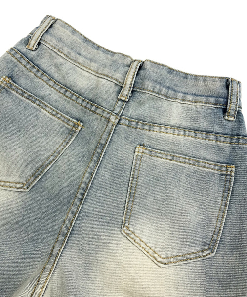 [SHEENA] обработка Denim брюки M sax голубой женский 