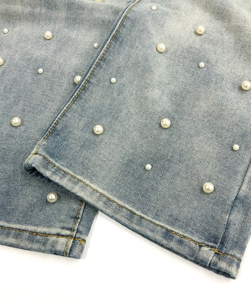 [SHEENA] обработка Denim брюки M sax голубой женский 