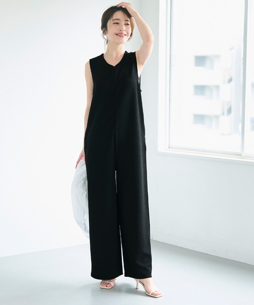 美品　LOHEN ローヘン フロントジップオールインワン　ネイビー 36 ローヘン フロントジップオールインワン ネイビー 36 約3cm丈