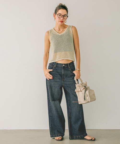 レディース メッシュ ラメ ベスト B:MING by BEAMS (B:MING by BEAMS) Mesh Lame Vest (Tops Vest