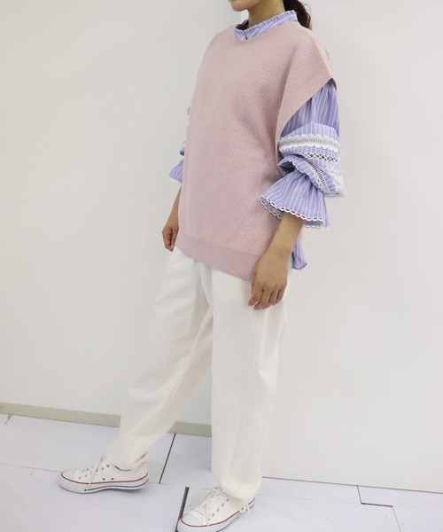 「haupia」 ニットポンチョ MEDIUM ブラック レディース_画像5