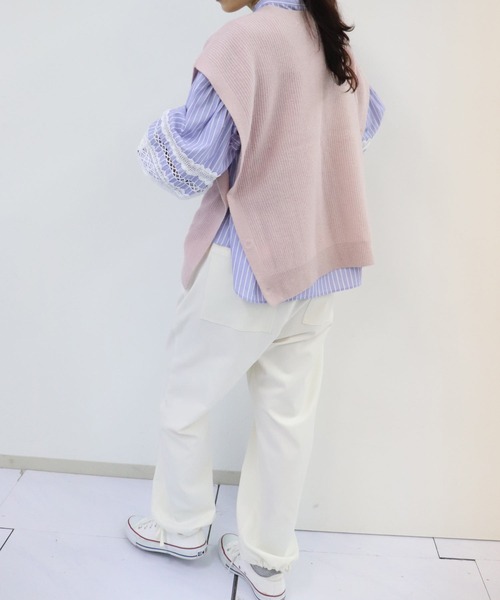 「haupia」 ニットポンチョ MEDIUM ブラック レディース_画像6