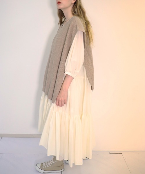 「haupia」 ニットポンチョ MEDIUM ブラック レディース_画像8