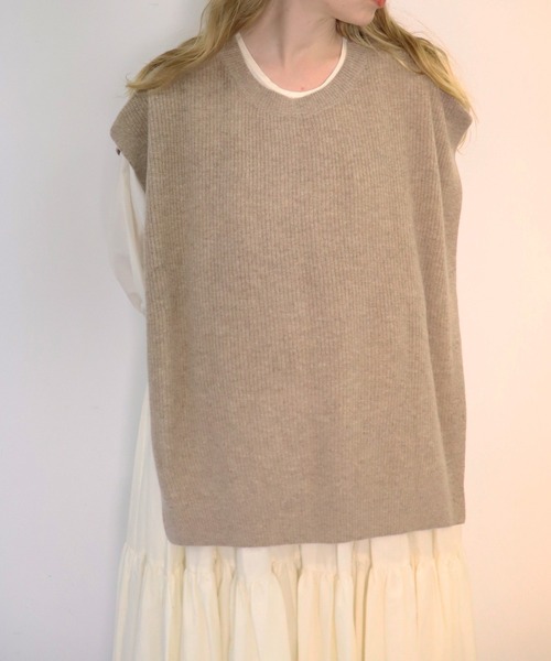 「haupia」 ニットポンチョ MEDIUM ブラック レディース_画像9