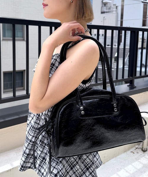 【美品】WudgeBoy ワッジボーイ　1018 エナメルショルダーバッグ WudgeBoy logo enamel shoulder bag – YZ