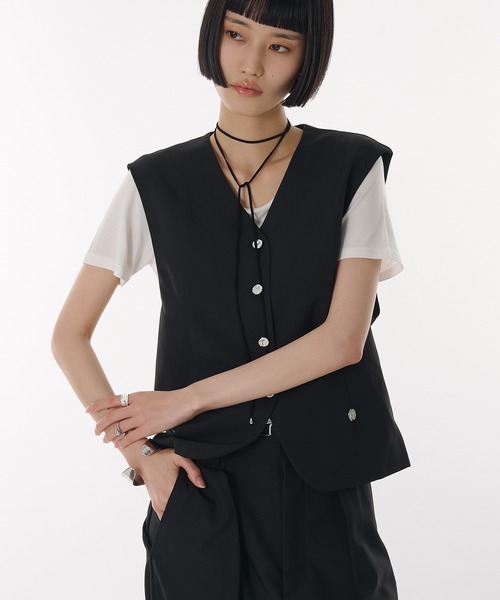 MUHET（ミュエータ） ベスト ジレ 「set up可能」metal button