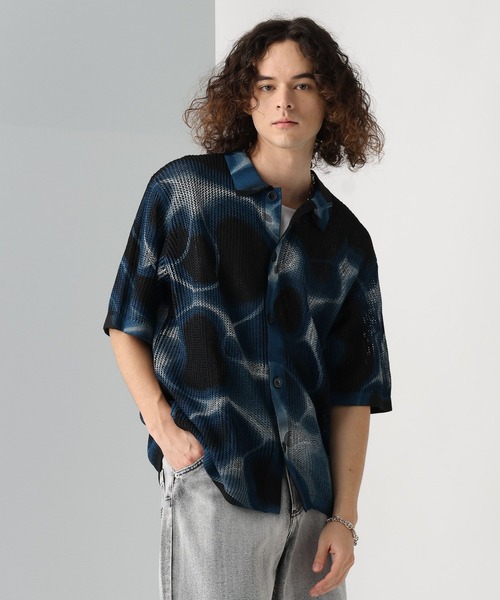 HARE（ハレ） セーター ニット マーブルメッシュニットシャツ(HARE