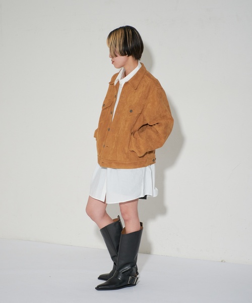 Le Talon GRISE ブーツ GRISEレザーベルテッドワイドシャフト Le Talon GRISE ブーツ GRISEレザーベルテッドワイドシャフト