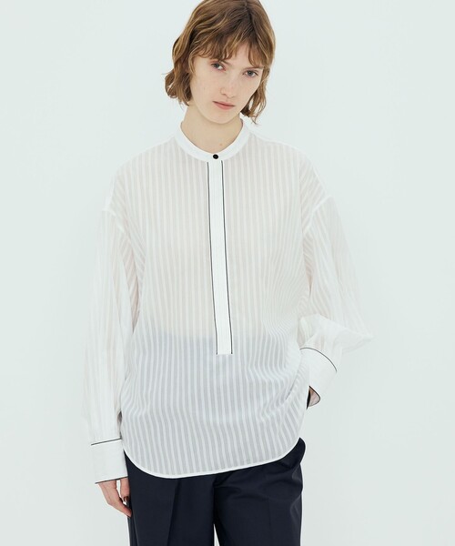 〈TOMORROWLAND〉TOMORROWLAND.B シャツブラウス TOMORROWLAND .B ブラウス シャツ コットン シャドーストライプ ロング