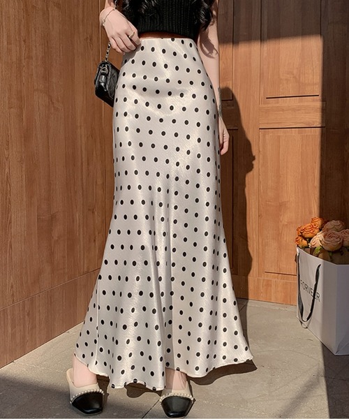 36468　PLEATSPLEASE　ドット　スカート スカート ドット柄サテンスカート : ZOZOTOWN Yahoo!店 - 通販