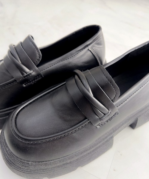 Mejoul ローファー 「2025秋冬新作」フェイクレザー厚底 ラバーソール