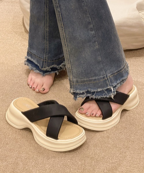 「Miniministore」 フラットサンダル 23.5cm シルバー レディース_画像3