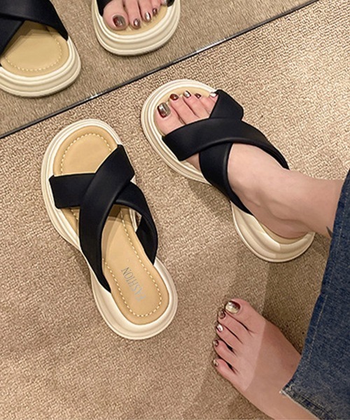 「Miniministore」 フラットサンダル 23.5cm シルバー レディース_画像4