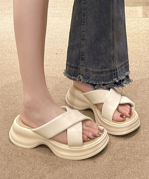 「Miniministore」 フラットサンダル 23.5cm シルバー レディース_画像6