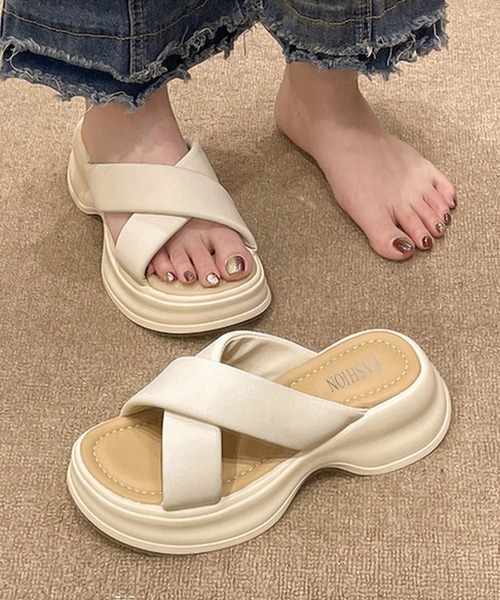 「Miniministore」 フラットサンダル 23.5cm シルバー レディース_画像8