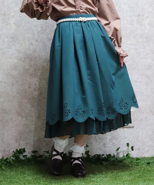 axes femme POETIQUE スカート スカラップ×カットワークスカート