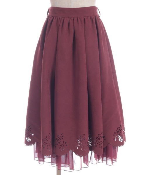 axes femme POETIQUE スカート スカラップ×カットワークスカート
