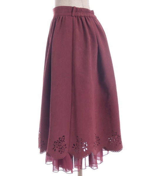 axes femme POETIQUE スカート スカラップ×カットワークスカート