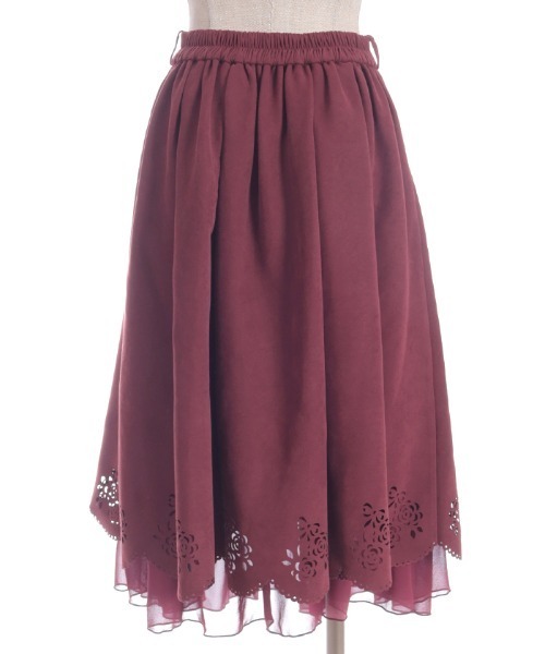 axes femme POETIQUE スカート スカラップ×カットワークスカート