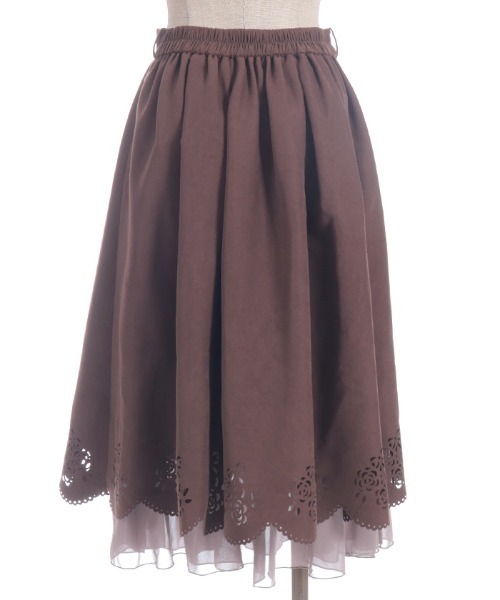 axes femme POETIQUE スカート スカラップ×カットワークスカート
