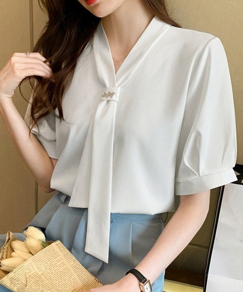 「Miniministore」 半袖ブラウス L ホワイト レディース_画像4