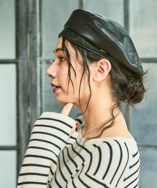 ANNA SUI 帽子 ベレー帽 猫耳フェイクファーベレー レディース