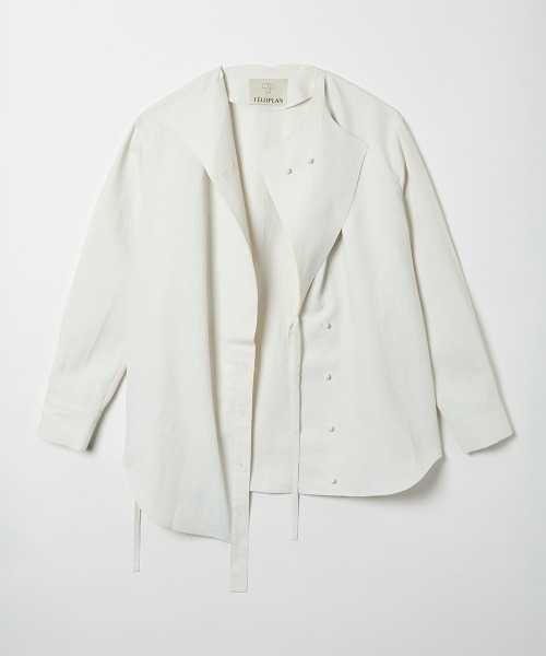 TELOPLAN / テーロプラン | 2021SS | Gaspar Layered Collar Shirts ガスパー レイヤードカラー 半袖シャツ | F | ホワイト | レディース TELOPLAN / テーロプラン | 2021SS | Gaspar Layered Collar Shirts
