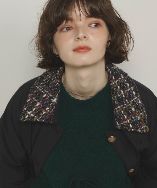 Unitage（ユニテージ） ブルゾン アウター ツイード襟中綿ハーフコート