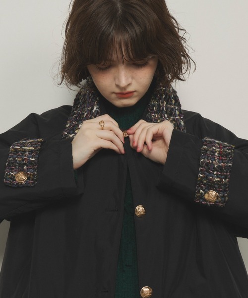 未使用　Unitage ツイード襟　中綿　ハーフコート Unitage（ユニテージ） ブルゾン アウター ツイード襟中綿ハーフコート