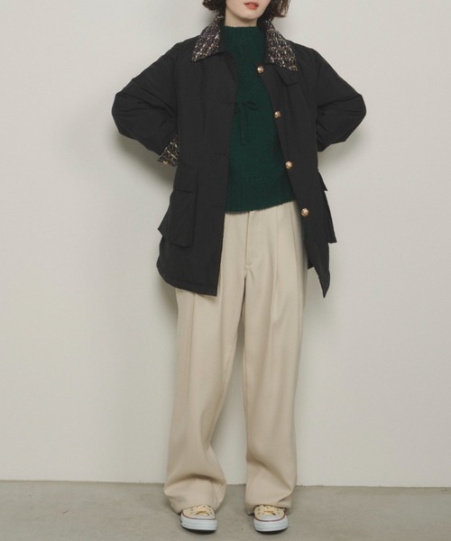 Unitage（ユニテージ） ブルゾン アウター ツイード襟中綿ハーフコート