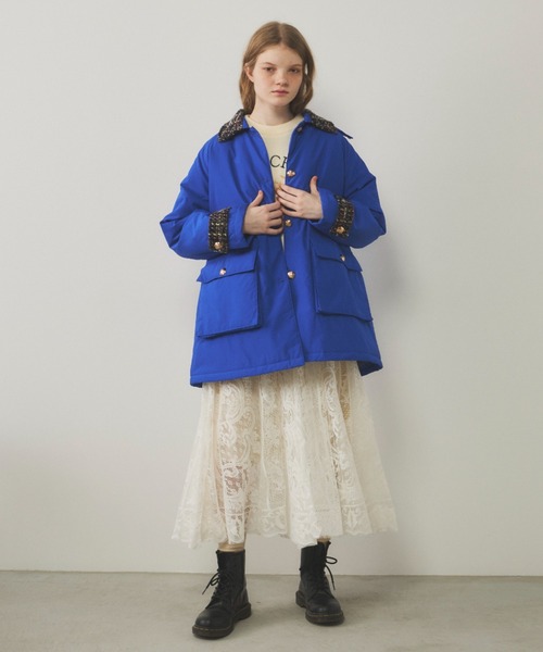 Unitage（ユニテージ） ブルゾン アウター ツイード襟中綿ハーフコート