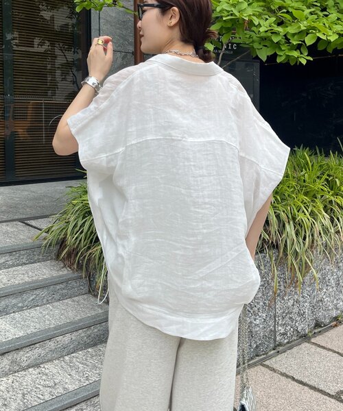 「DouDou」 半袖ブラウス FREE オフホワイト レディースの画像