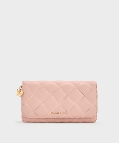 値下げ不可　チャールズアンドキース 財布　チャーム CHARLES&KEITH Arrietty Quilted Bow-Heart Charm Wallet/送料込