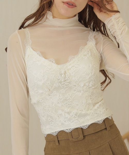 d.i.a. 花柄 レース キャミソール トップス Lace Ladies（レースレディース） カップ付き キャミソール くるみ