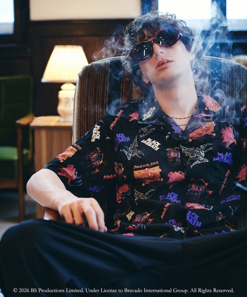 glamb（グラム） アロハシャツ シャツ 半袖 Black Sabbath Open Collar
