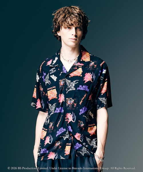 glamb（グラム） アロハシャツ シャツ 半袖 Black Sabbath Open Collar