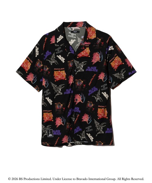 glamb（グラム） アロハシャツ シャツ 半袖 Black Sabbath Open Collar
