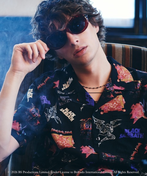 glamb（グラム） アロハシャツ シャツ 半袖 Black Sabbath Open Collar