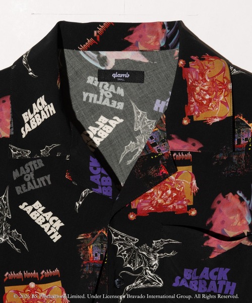 glamb（グラム） アロハシャツ シャツ 半袖 Black Sabbath Open Collar