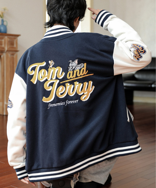 スタジャン 「neos」TOM＆JERRY トムとジェリー ルーズシルエット ロゴ