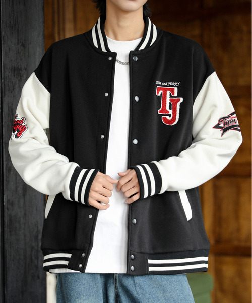 スタジャン 「neos」TOM＆JERRY トムとジェリー ルーズシルエット ロゴ