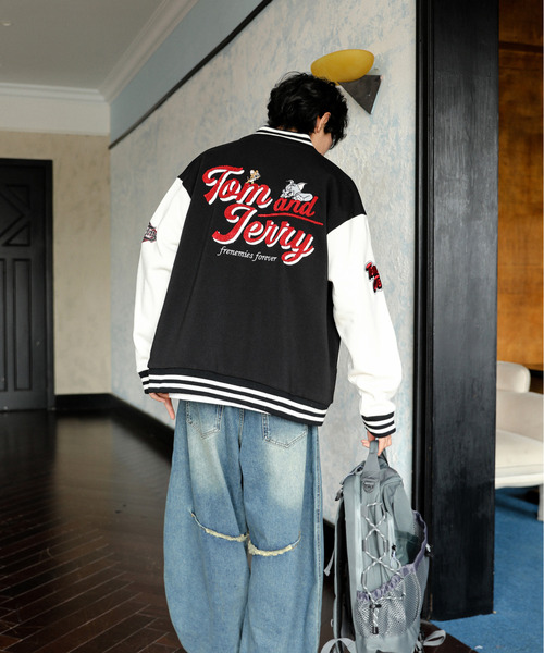 スタジャン 「neos」TOM＆JERRY トムとジェリー ルーズシルエット ロゴ